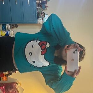 Hello Kitty Teal Sweatshirt with Red Bow